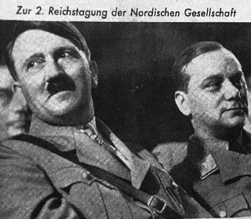 Adolf Hitler and Alfred Rosenberg at the second Reichstagung der Nordischen Gesellschaft